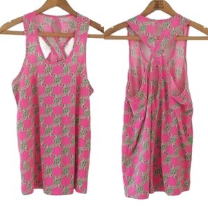 Zelos Seahorse racerback hot pink& green Tank Top